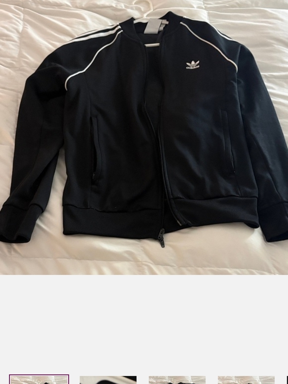 adidas Black Track Jacket with White Piping